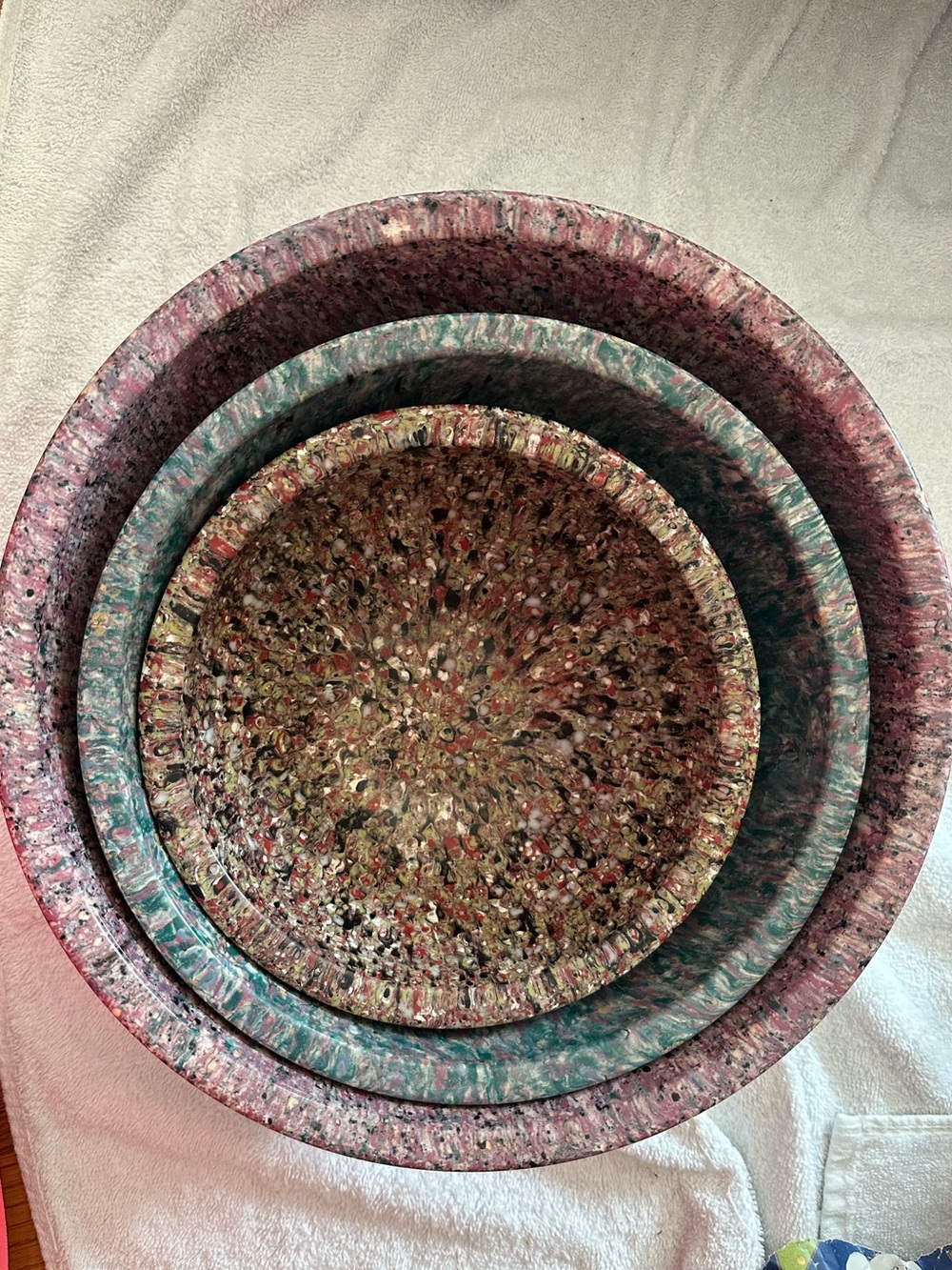 Set of Three Brookpark melamine Multicolor Nesting Bowls splatter Home Storage
